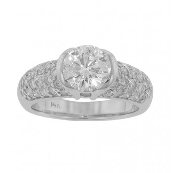 2.60 ct. TW Round Cut Diamond Engagement Half Bezel Ring